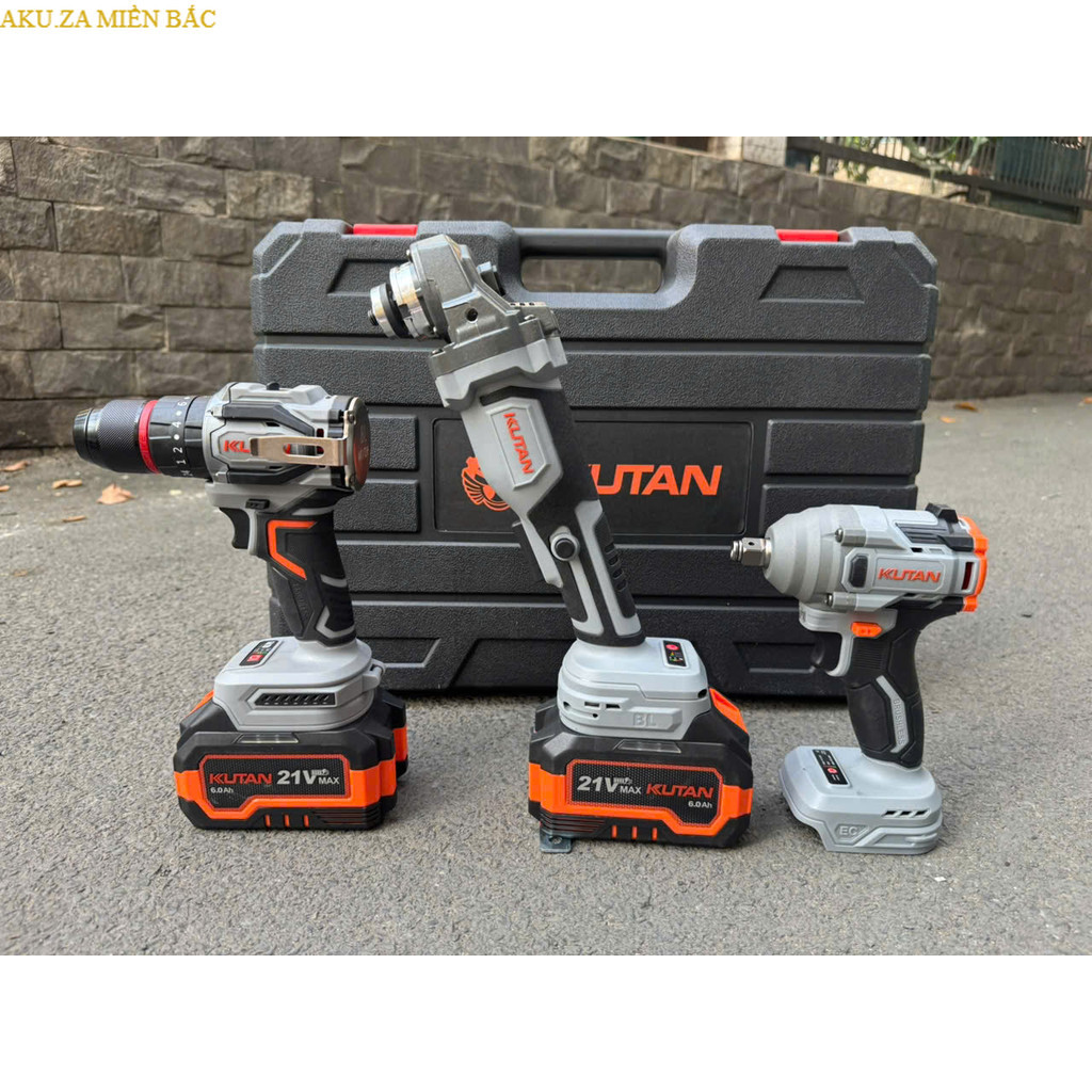 Combo  KUTAN  KKP3-175 , Thân máy khoan pin + Thân máy siết bulong pin + Thân máy mài pin AKUZA miền