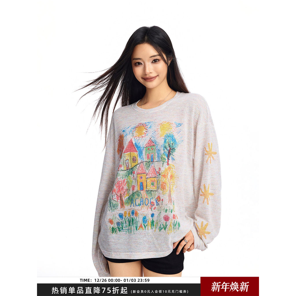 Áo sơ mi graffiti vẽ tay Achock - Mỏng thoáng khí, phù hợp dạo phố