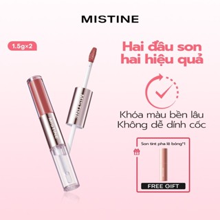  Son môi hai đầu giữ màu lâu MISTINE Sáng da tự nhiên Không dễ dính cốc 1.5g + 1.5g 