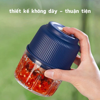 Máy xay thịt bằng thép không gỉ 3 băng tần 304 Máy xay thịt sườn tỏi Máy xay Mini đa chức năng Công suất lớn Loại C Sạc