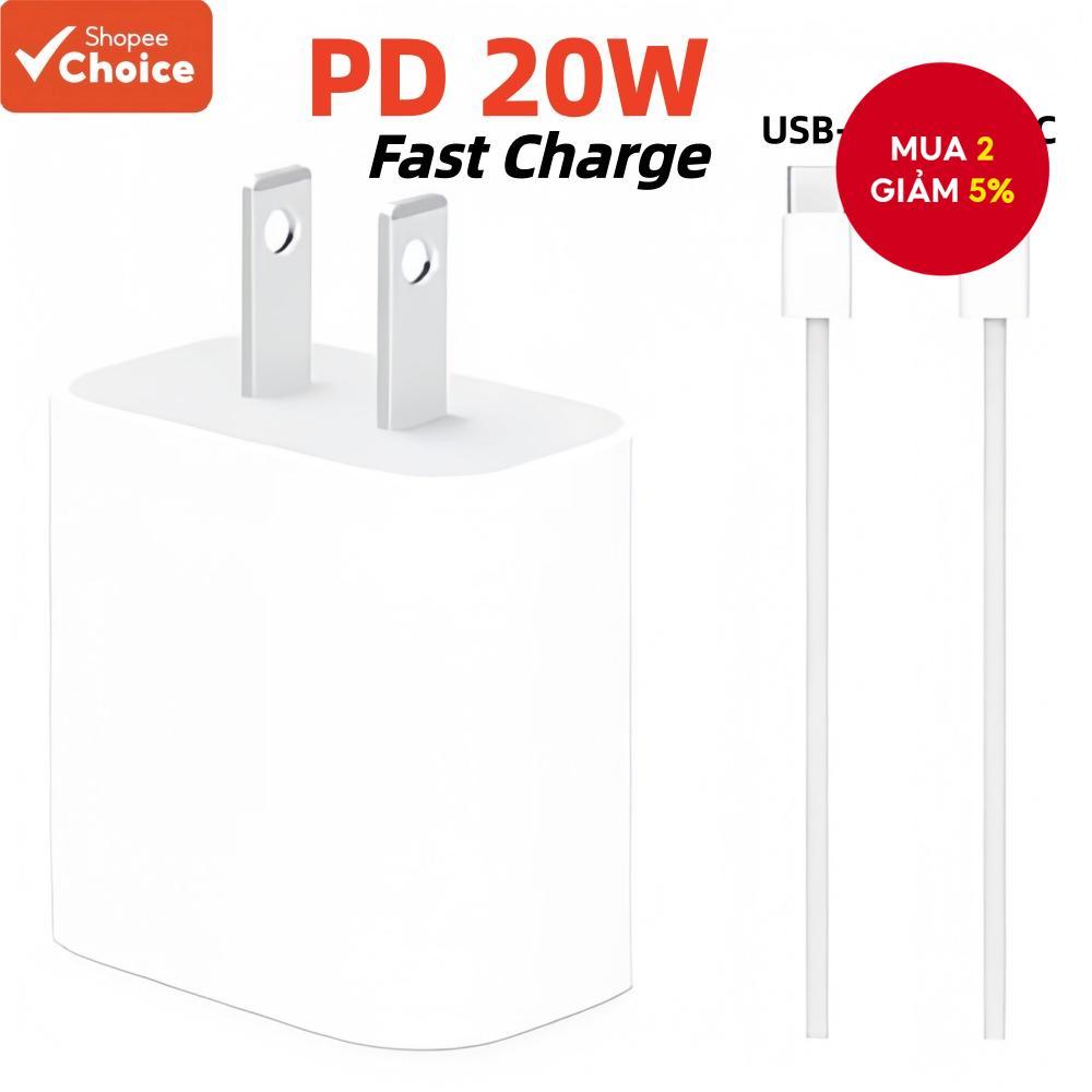 Đầu sạc nhanh PD 20W kèm cáp 1M, tương thích với tất cả các dòng ip Phone 17/16/15/14/13/12/11/xs/x/