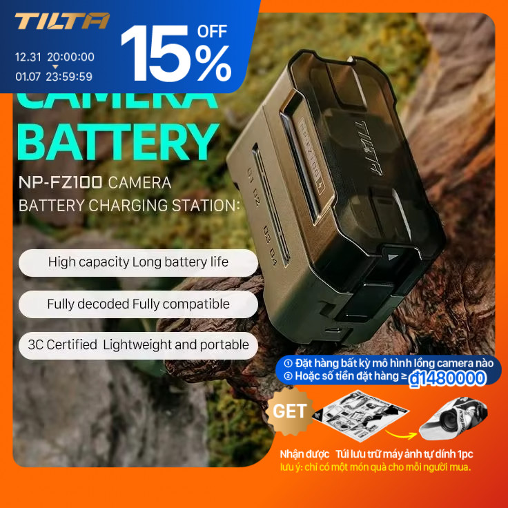 Bộ sạc pin máy ảnh TILTA 2400mAh NP-FZ100 Bộ sạc pin máy ảnh 4 kênh NP-W235 / DMW-BLK22 / EN-EL15 / 