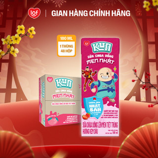  Sữa chua uống KUN vị kem dâu thùng 48 hộp x 180ml  Có thể nhận bao bì cũ mới  