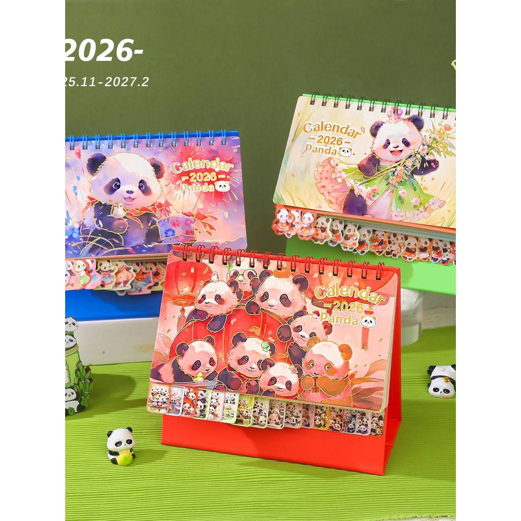 2026 Huahua Panda Garden Để Bàn Lịch Sản Phẩm Mới Lịch Sáng Tạo Hoạt Hình Gấu Trúc Để Bàn Dễ Thương 