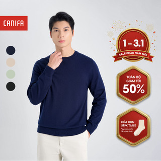  Áo len nam CANIFA trơn dài tay cổ tròn 8TE24W001 