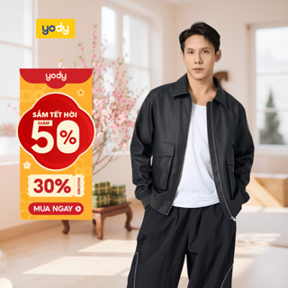    Áo Khoác Nam Túi Hộp Da YODY chất liệu da bền đẹp cản gió giữ ấm hiệu quả AKM7019 