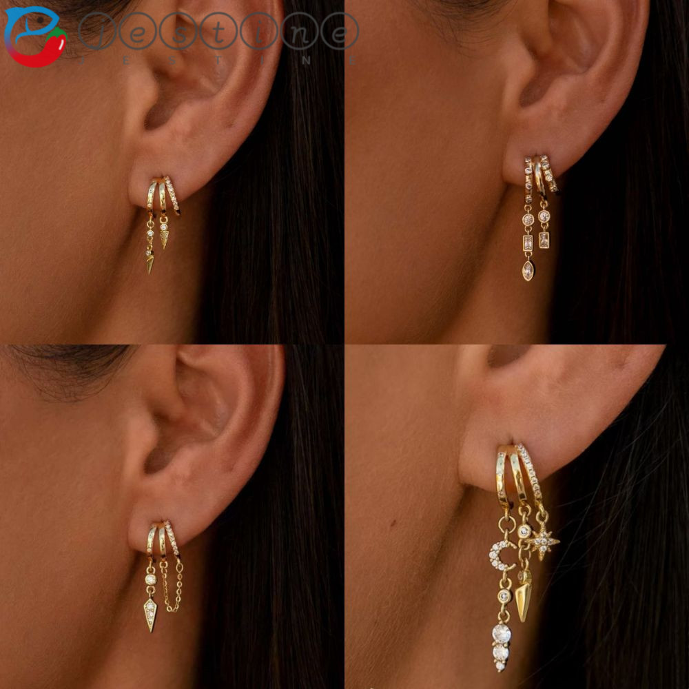 Jestine Dây Chuyền và Earring Set, Earings CZ Micro-inlay Không Gây Dị Ứng, Phong Cách Thời Trang