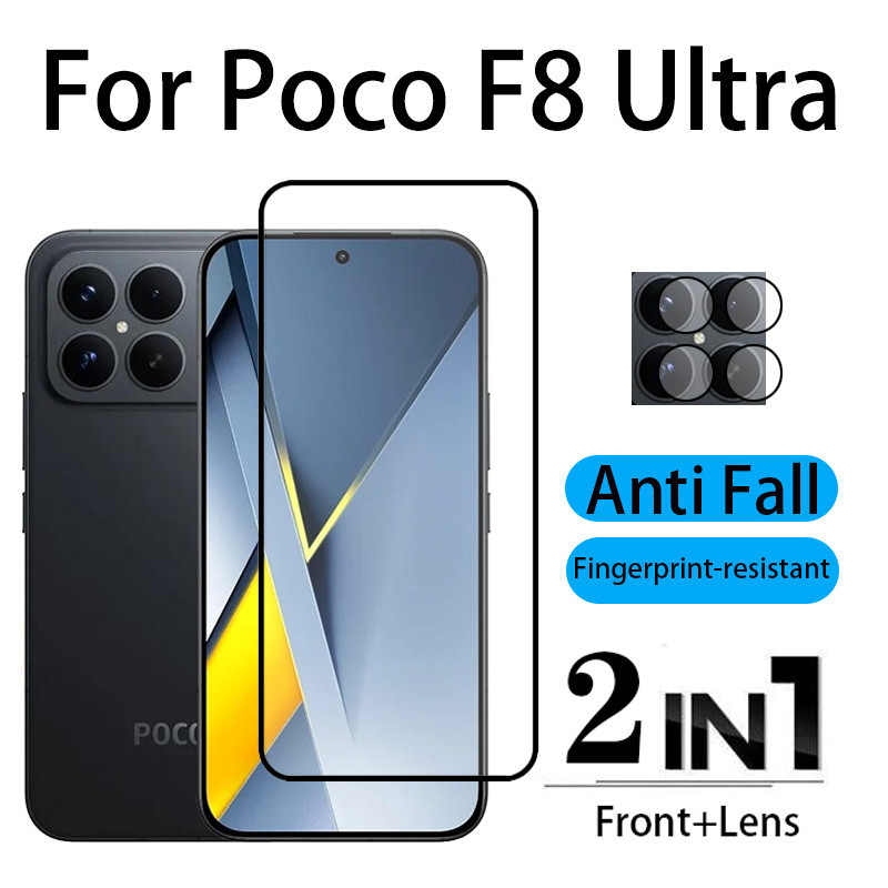 2 Trong 1 Poco F8 Kính Cường Lực Bảo Vệ Màn Hình Cho Poco F8 F7 M7 X7 C71 C75 Ultra Pro Bảo Vệ Ống K