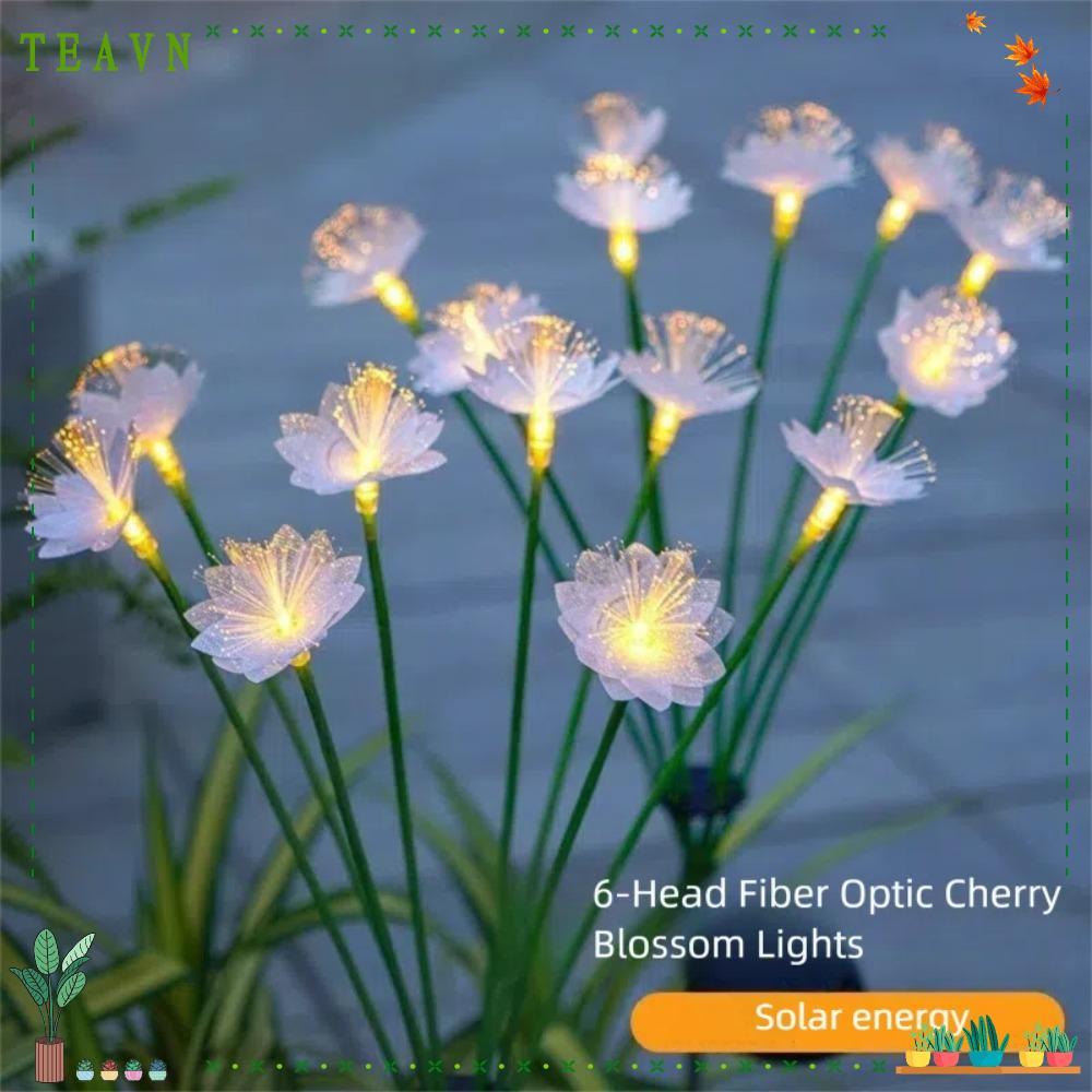 Hoa sợi quang AEBYDEH, Đèn sân vườn hoa mô phỏng sợi quang, Trang trí 6 đầu Đèn ngủ bãi cỏ chống nướ