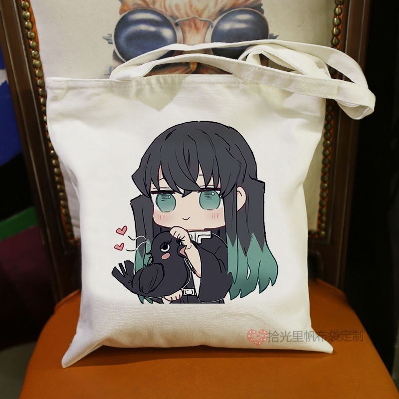 Demon Slayer / Muichiro / Demon Slayer Muichiro Canvas Bao Bì Sách Túi Tote Dây Đeo / sdfr
