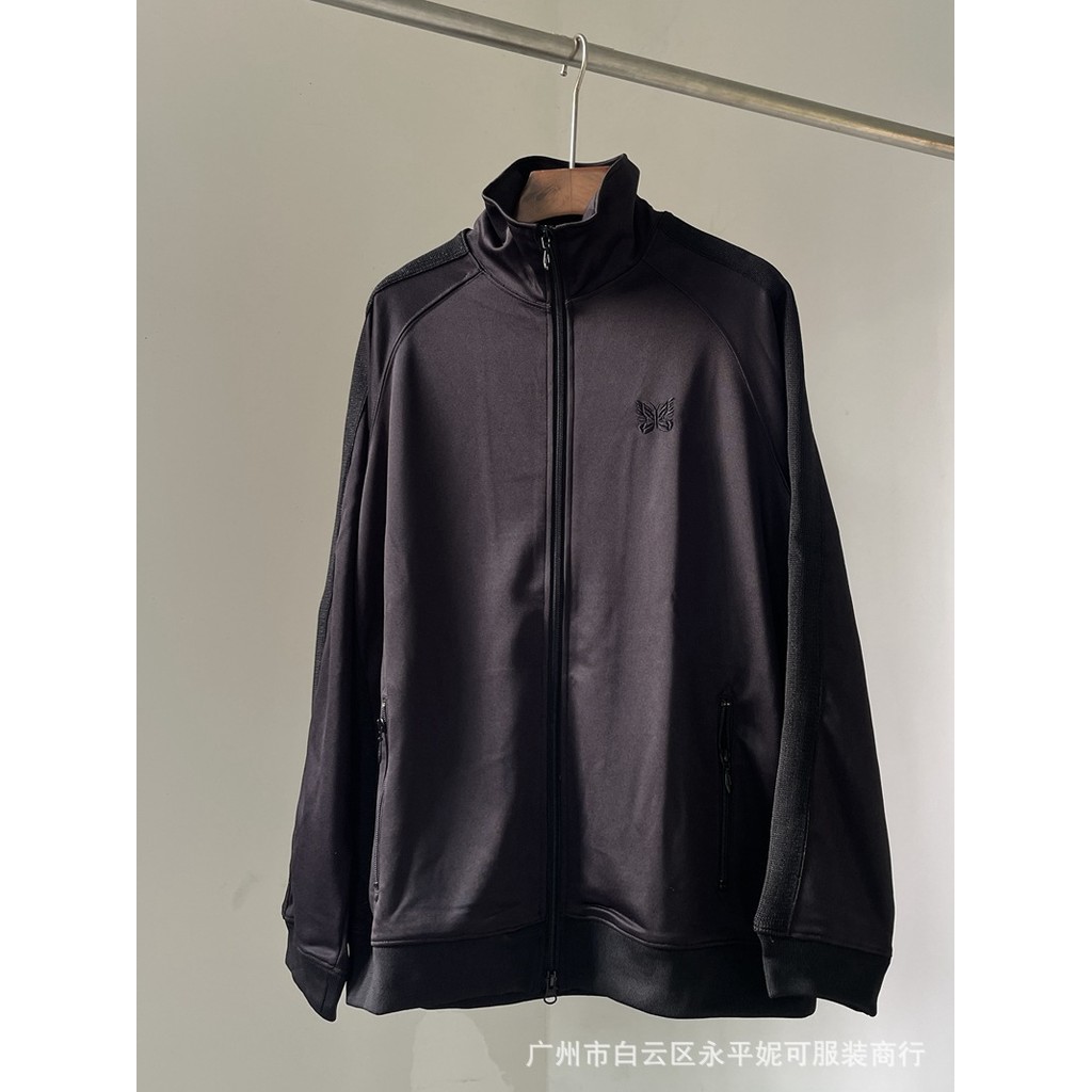 WQBO Needles Track Black Soul Flash Edge Butterfly Loose Fit Sports Fabric Suit Jacket Straight Pant