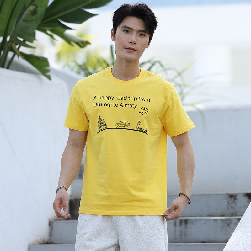 Áo Thun Nam Almaty David Họa Tiết, Cotton Chất Lượng Cao, Phom Cổ Tròn Thời Trang Thu Đông