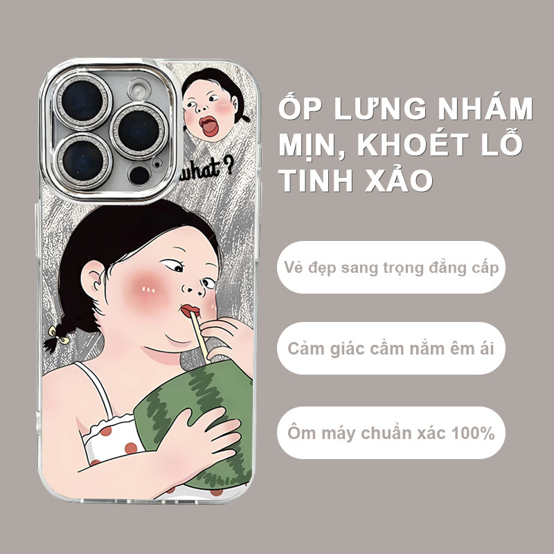 Ốp Lưng iPhone What Girl Ôm Dưa Hấu Dễ Thương,Bảo Vệ Camera  iP 11/12/13/14/15/16/17/Plus/Air/Pro/Ma