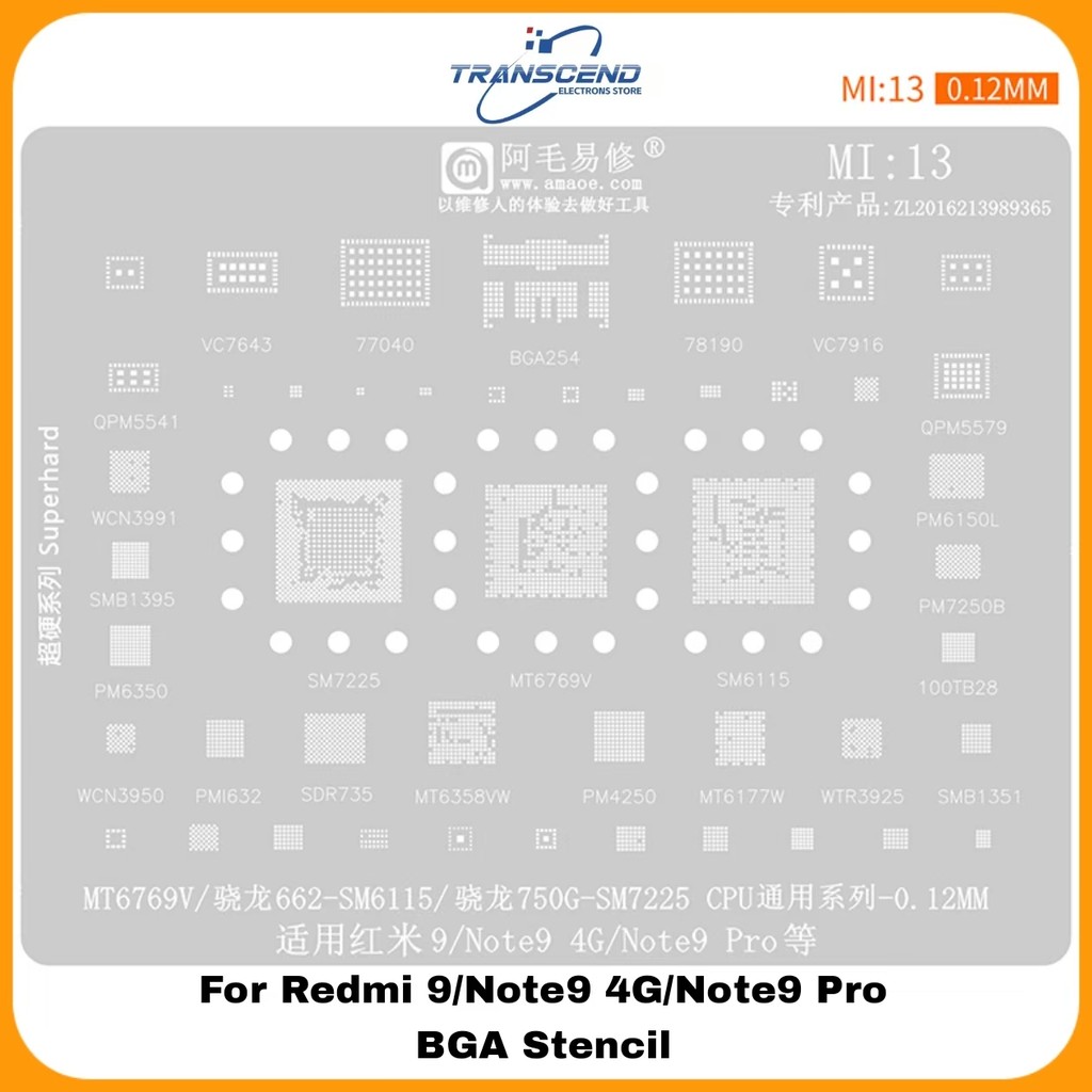 Mi13 SM7225 MT6769V SM6115 CPU MT6358VW PMI632 PM6150L BGA Reballing Stencil Cho Redmi 9 / Note9 4G 
