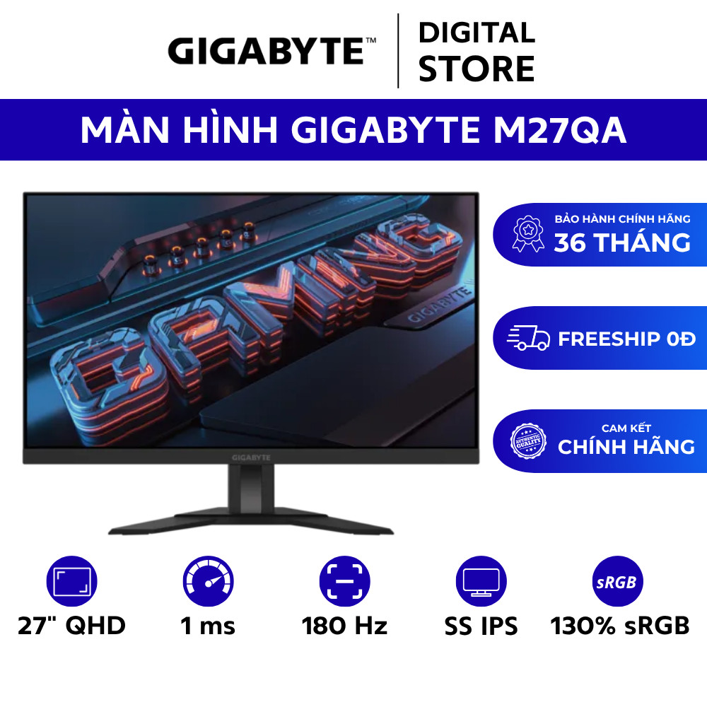 Màn hình Gaming Monitor Gigabyte M27QA (27 inch/QHD/IPS/180hz/1ms) - Hàng Chính Hãng