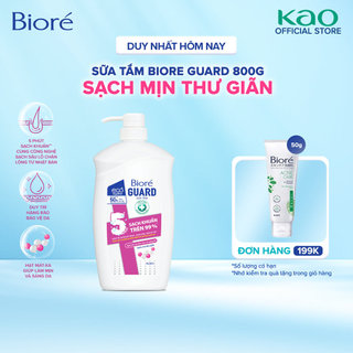 Sữa tắm sạch sâu kháng khuẩn sạch mịn thư giãn biore guard 800g