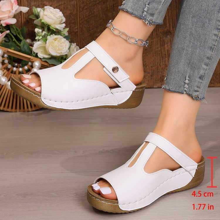 Hàng sẵn có dành cho nữ Size lớn 36-43 Size Wedge Sandals Velcro Buckle Sandals Mặc bên ngoài Giày đ