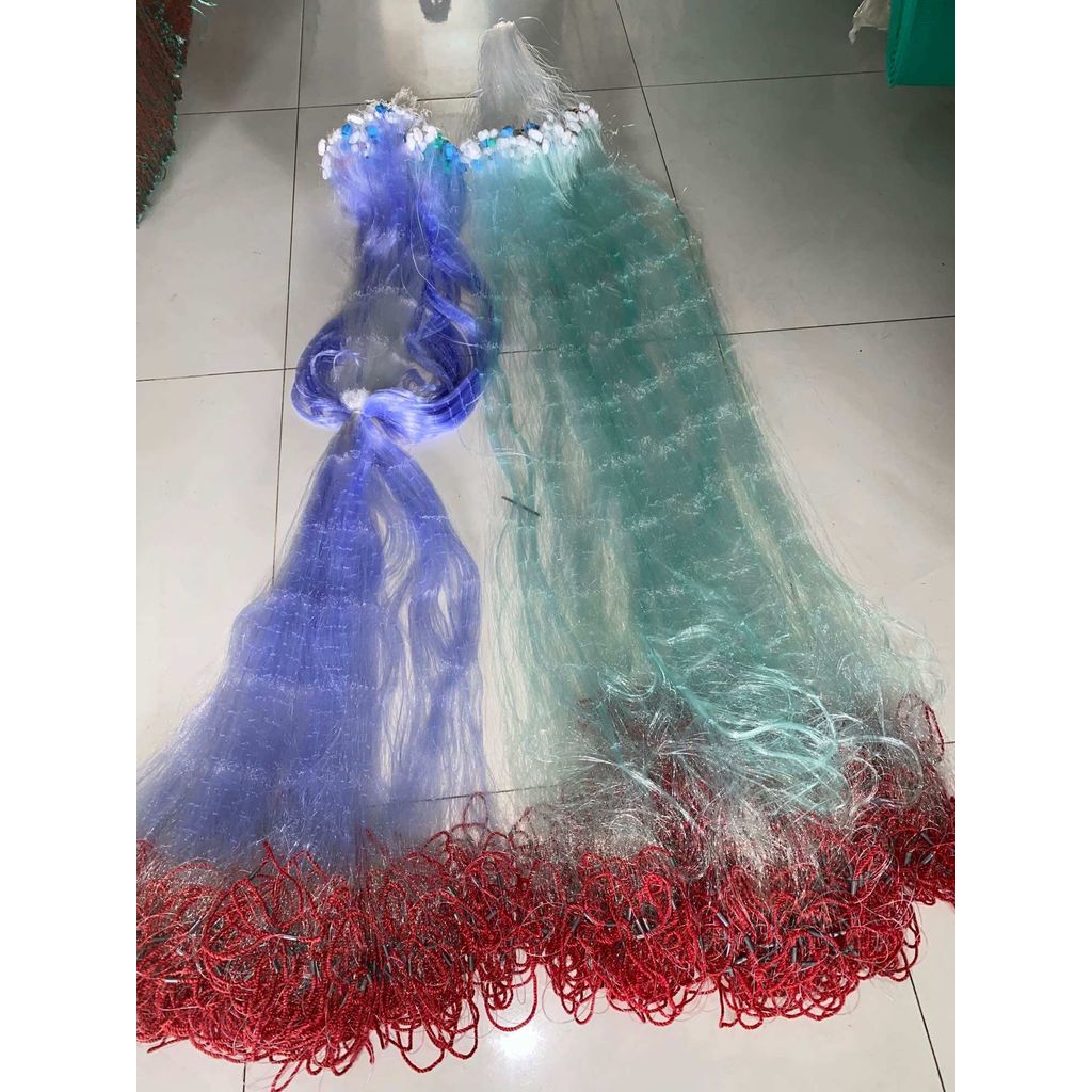 Lưới bắt cá Lưới 3 màng Cao 1,2m chì nặng chìm viền đỏ Dài 90/100m - 45/50 mesh Fhishing Lưới Đánh C