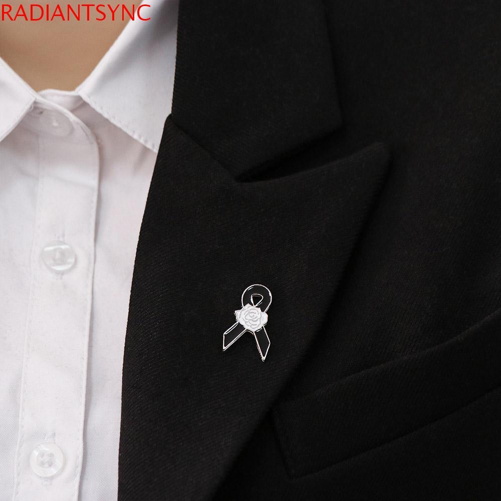 Radiantsync Tang Lễ Ruy Băng Huy Hiệu Trâm Cài -Vintage Đen Cho Cài Áo Nam/Nữ