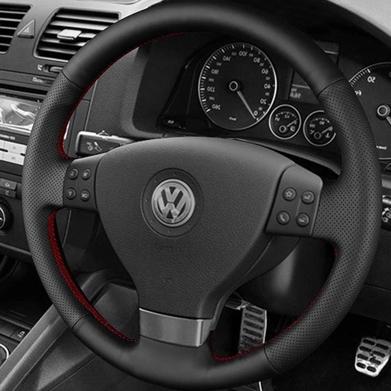 Đen Microfiber Da Tay Khâu Bọc Vô Lăng Ô Tô Cho Volkswagen Golf 5 Mk5 GTI VW Golf 5 R32 Passat R GT 