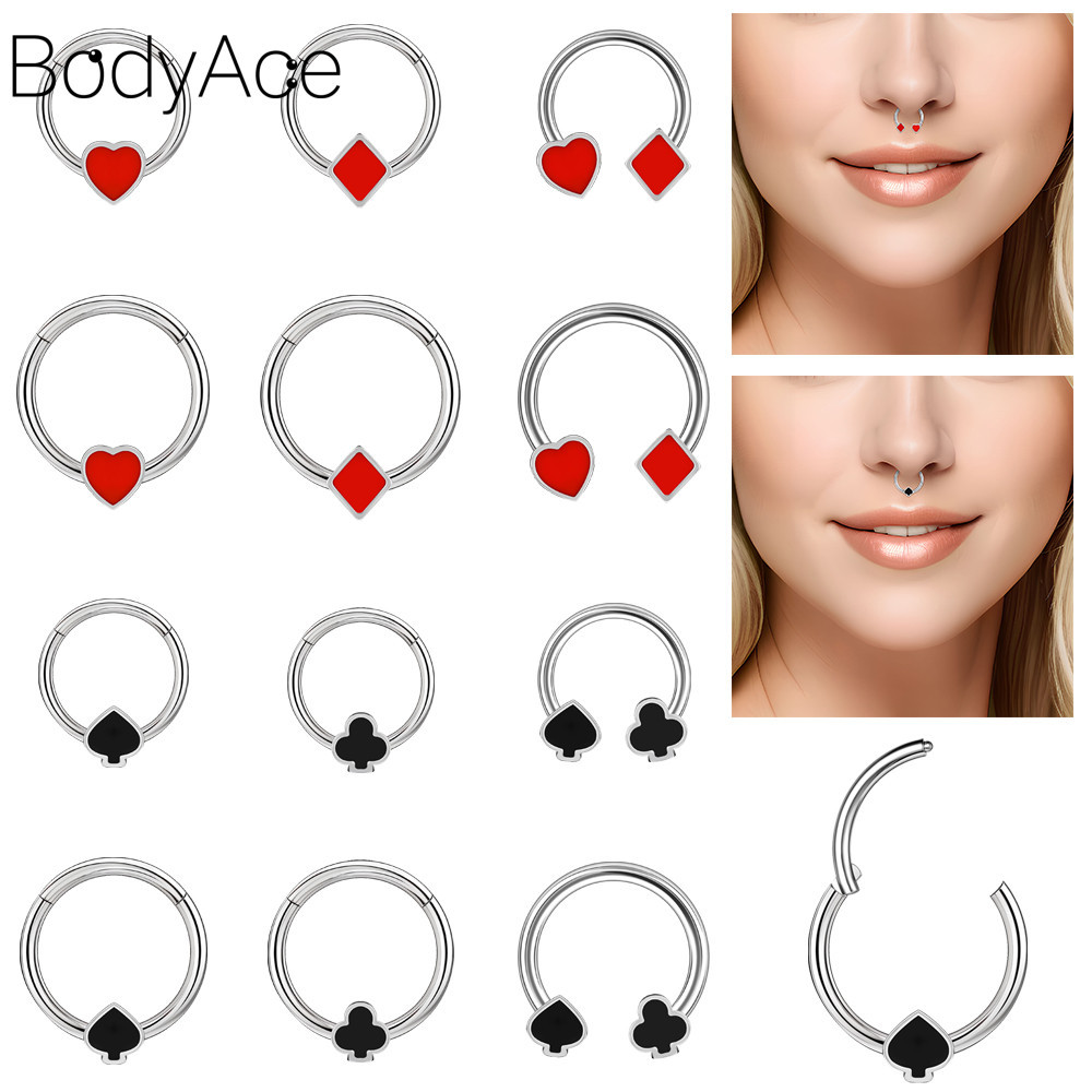Mũi vòng thép không gỉ 16G, phù hợp cho piercing nostril và septum, hình trái tim
