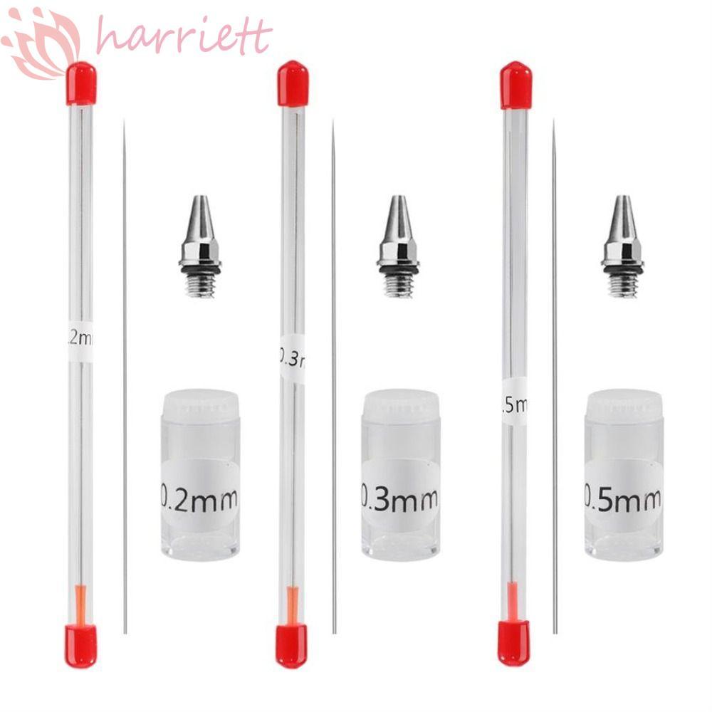 HARRIETT Airbrush Dụng cụ sơn phun kim 0,2mm / 0,3mm / 0,5mm Nắp phun Phụ kiện phun kim phun cho Air