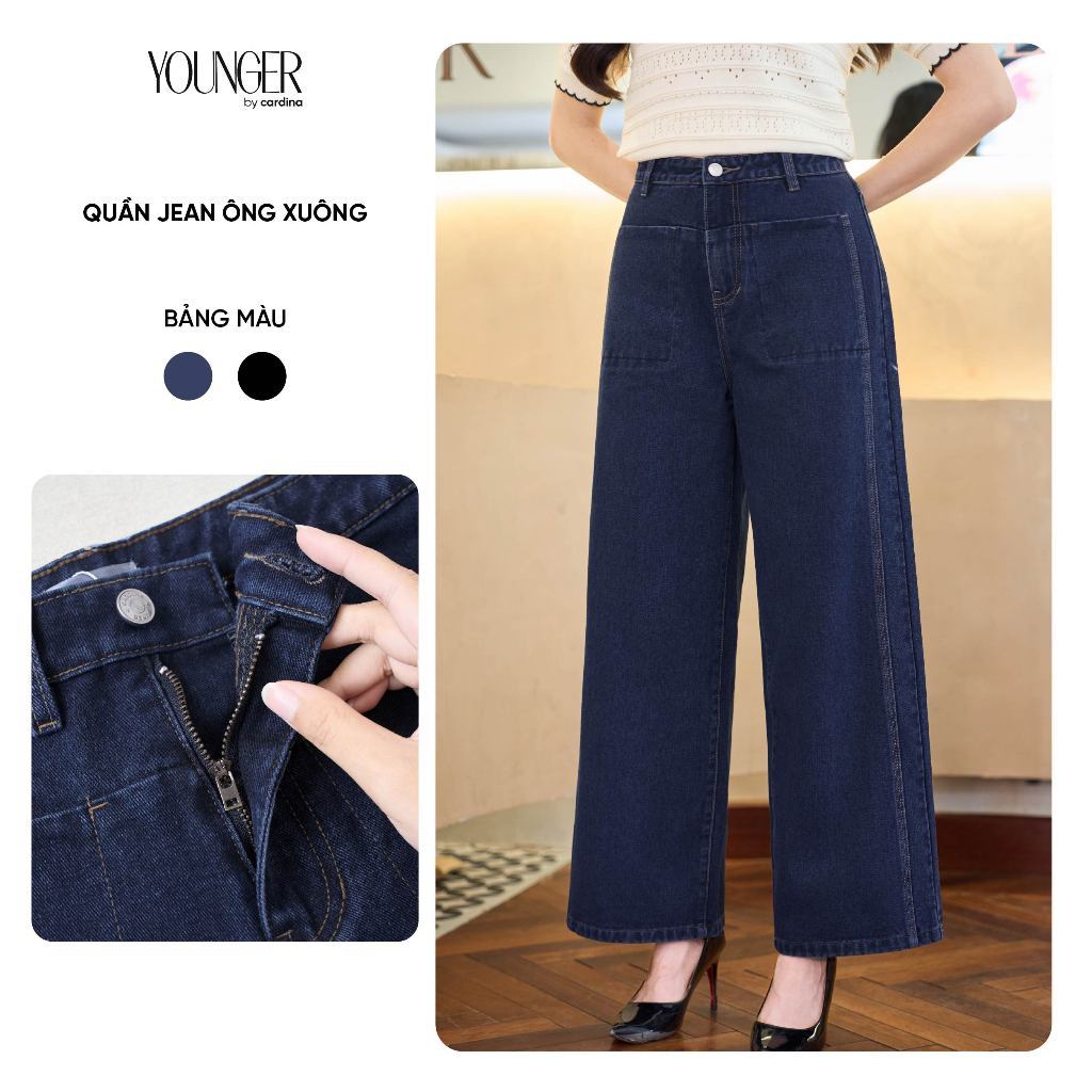5YQJR08 Quần jean nữ YOUNGER BY CARDINA chất vải denim ống suông