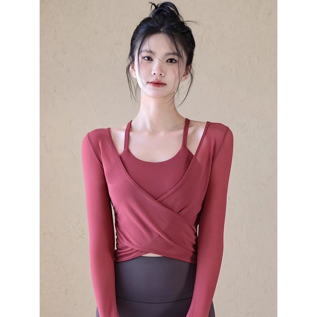 Quần áo tập yoga Gạc thể thao Áo dài tay Pilates Bộ đồ tập thể dục nữ 2025 Áo kiểu Pilates Bộ đồ tập