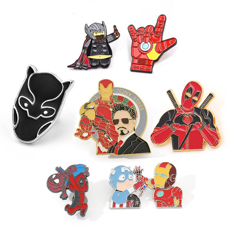Spot Goods#Marvel Series New Cartoon Iron Man Luminous Brooch Metal Badge Clothing Bag Lapel Pin Bus