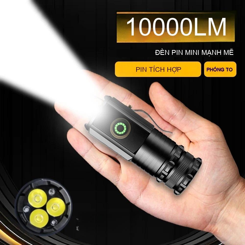 Đèn Pin Mini Cầm Tay S450X Chống Nước IPX7 2000 Lumen 3 LED P35 Pin 4100mAh 80.000h Tuổi Thọ Vỏ Nhôm