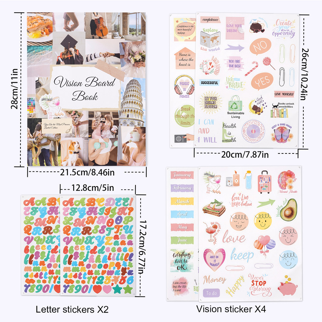 DIY Truyền Cảm Hứng Dream Notebook Chất Liệu Bộ Vision Board Clipart Vision Magazine Trang Trí Clipa