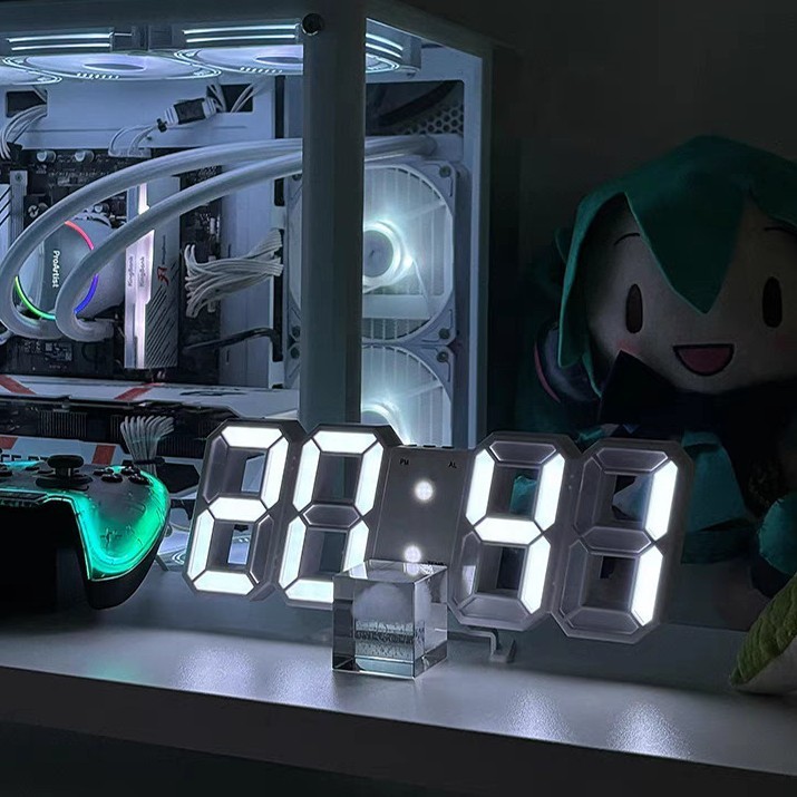 Cross-Border3D Digital Clock Creative Office Three-Dimensional Night Light LED Wall Clock Simple Jap
