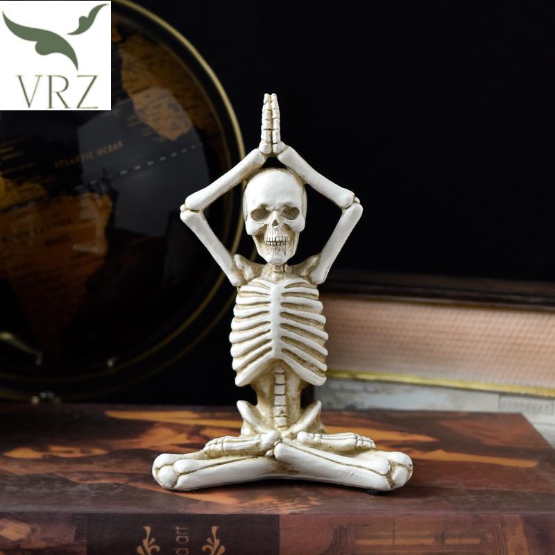 VRZ Halloween Skeleton Resin Bức tượng - 'See No Evil, Hear No Evil, Speak No Evil' Trang trí đầu lâ