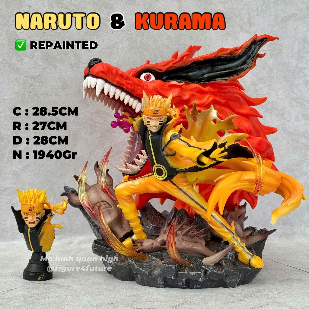 Mô hình Naruto và Kurama cao 29cm đã repaint Kurama - Mô hình Naruto Kyuubi Chakra mode Kurama