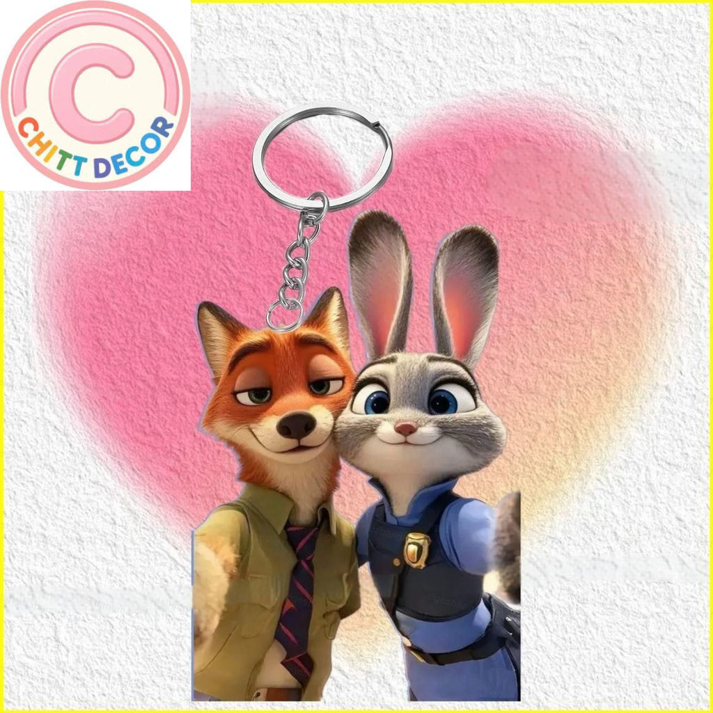 MG1 Zootopia Hoạt Hình Ngoại Vi acrylic Móc Khóa Cáo Nick Thỏ Judy Cao Cấp schoolbag Mặt Dây Chuyền 