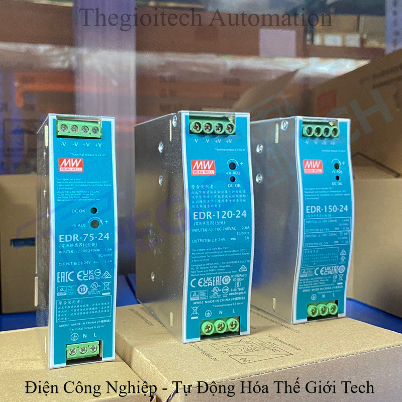 Nguồn Meanwell EDR-150-24,EDR-120-24,EDR-75-24 TGT SMPS AC-DC
