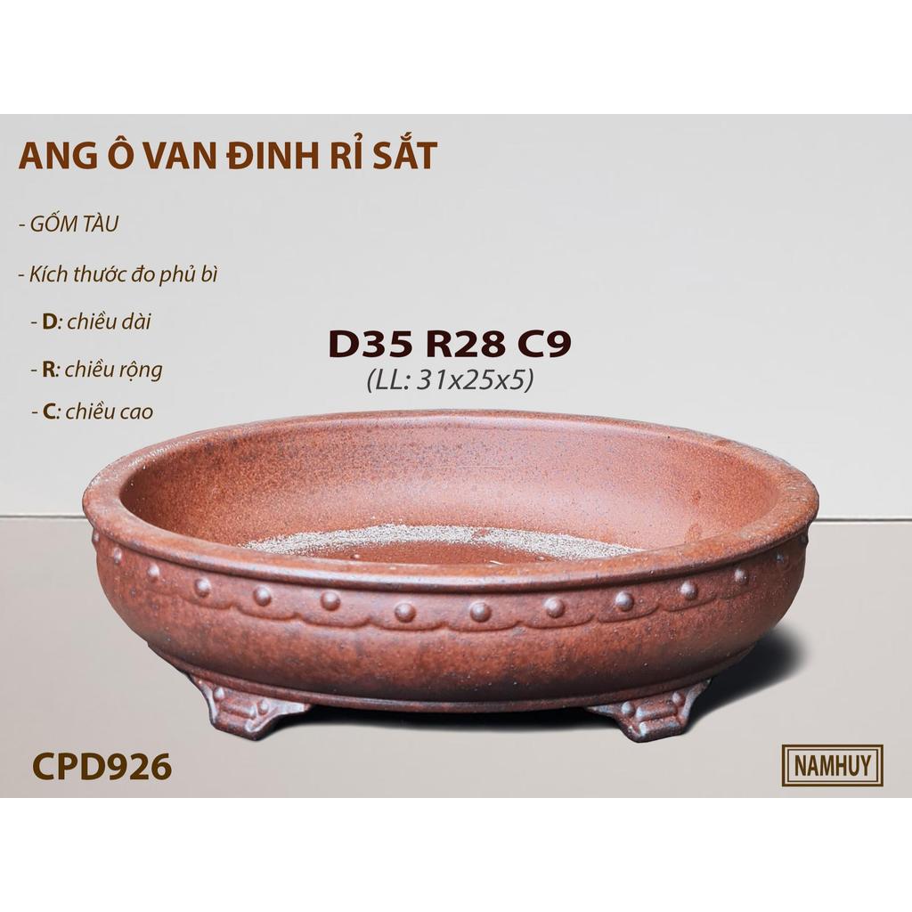 chậu bonsai mini độc đáo, ang ô van đinh da báo, kích thước 35x28x9 cm, ang bonsai gốm tàu cao cấp, 