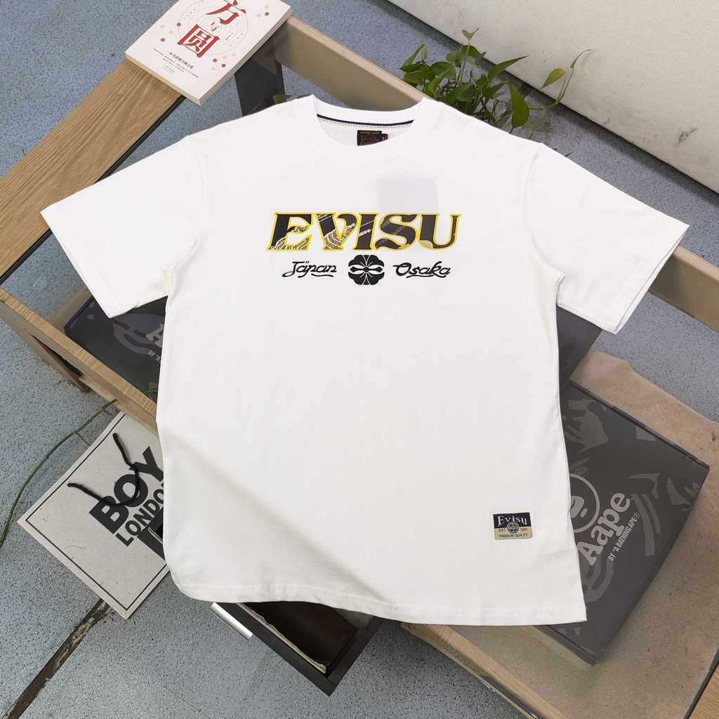Áo thun ngắn tay EVISU nam nữ, thiết kế mới đầu xuân 2026, in chữ thời trang