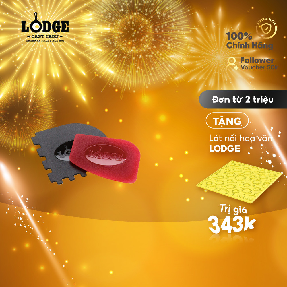 Lodge - Bộ vệ sinh nồi chảo gang - 2 món