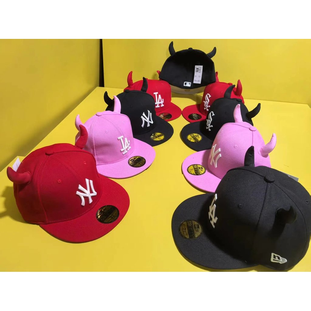 Dodgers Dodgers LA Mũ chống điều chỉnh Vành phẳng Mũ Yankees NY Quỷ nhỏ Dạ Quang Thêu Mũ Số Mũ Full 