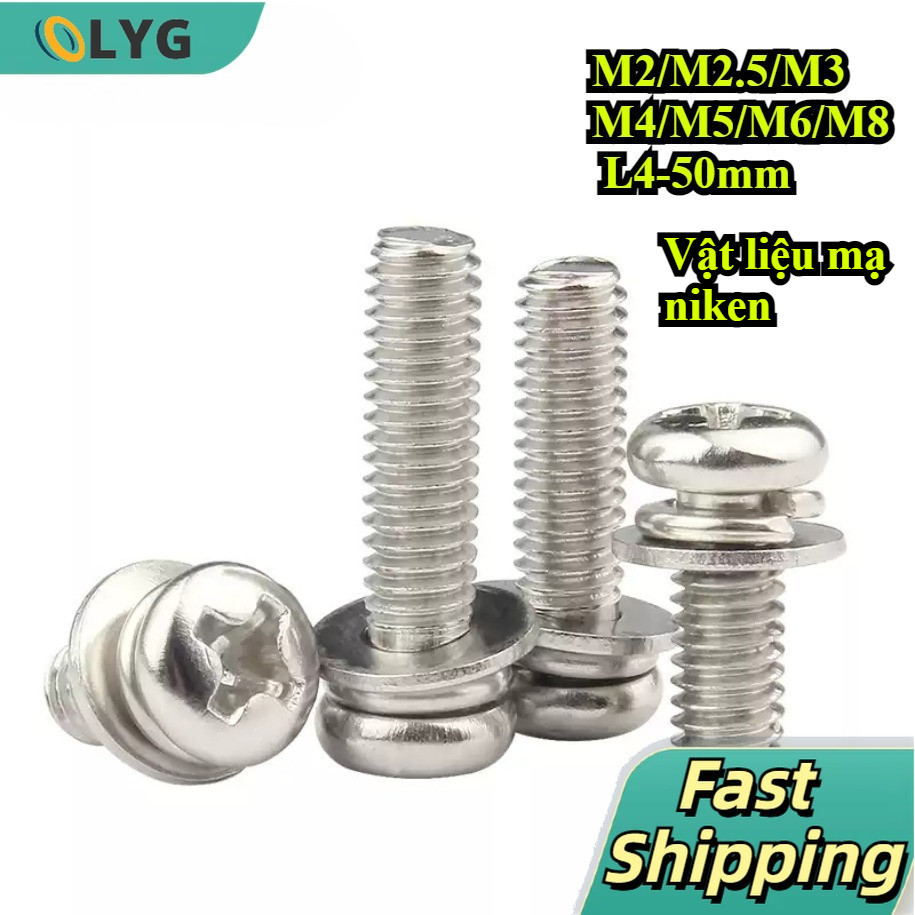 Bulong chỏm cầu nhỏ mạ niken，Ốc Vítđồng pake đầu tròn , ốc pake（ 3 TỔ HỢP）  M2 / M2.5 / M3 / M4 / M5