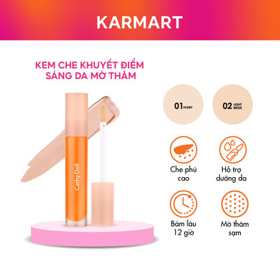 Kem Che Khuyết Điểm Cathy Doll Sáng Da Mờ Thâm, Không Tạo Rãnh Nhăn Vit C Ampoule Concealer 4.1 g