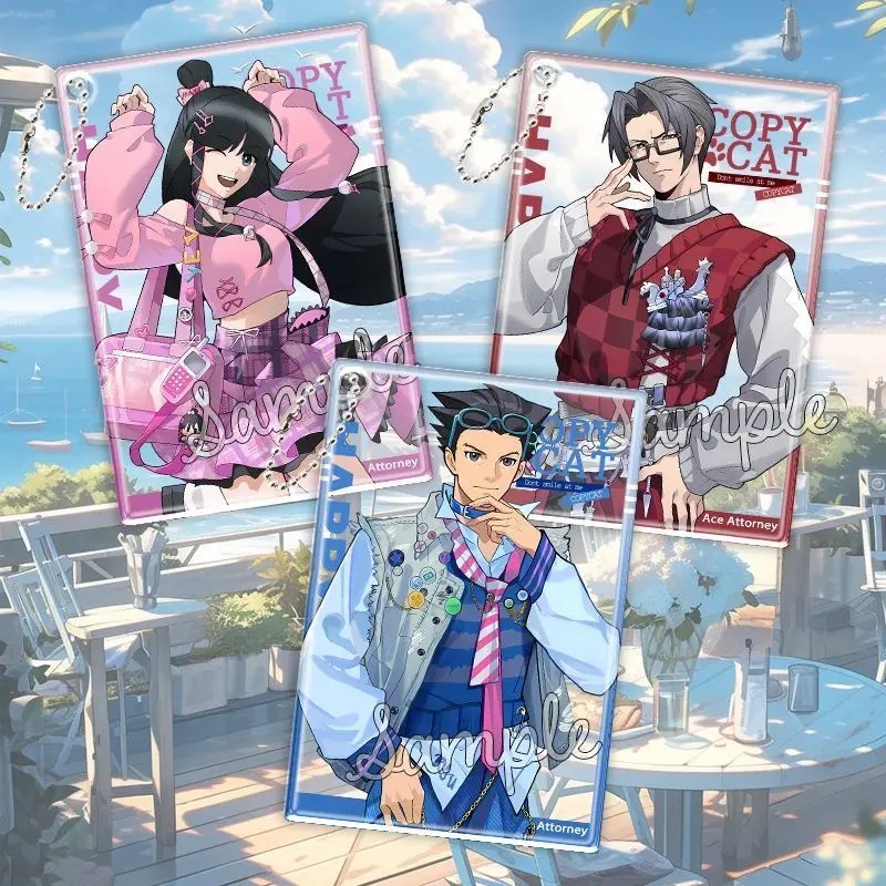 Móc khóa Ace Attorney Phoenix Wright Miles Edgeworth Maya Fey thẻ Acrylic trong suốt anime decor cặp