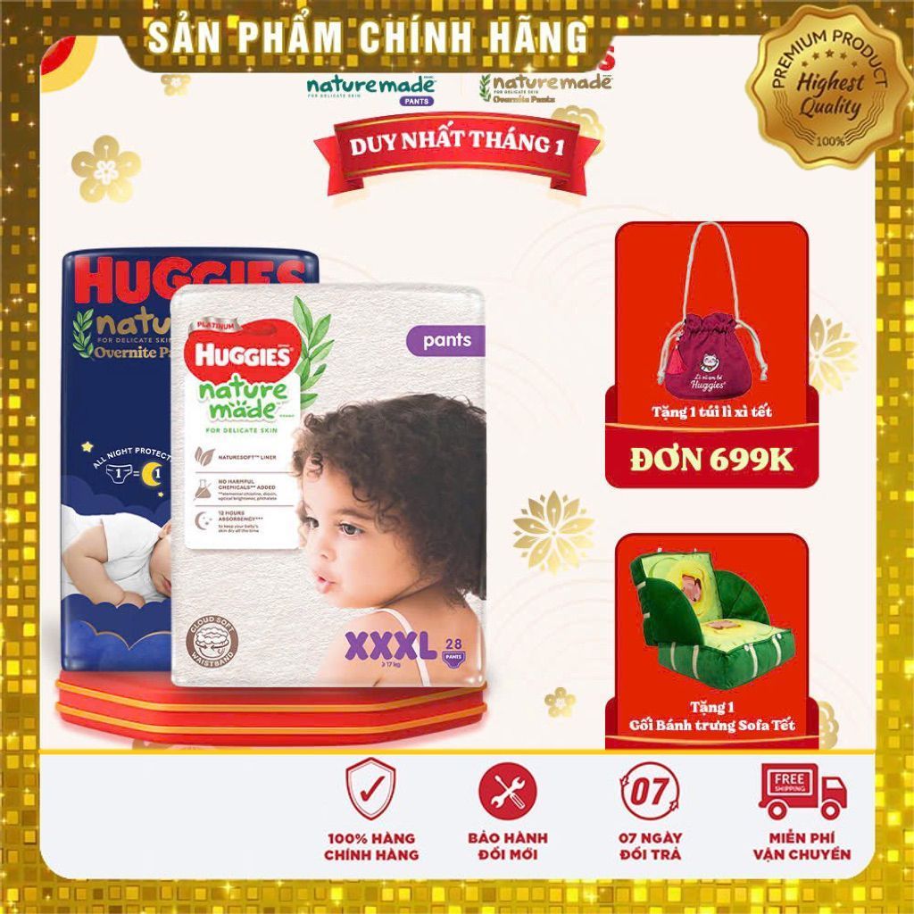 Bỉm/ Tã Huggies Nature Made size M/L/XL/XXL EC cho bé - tieubao