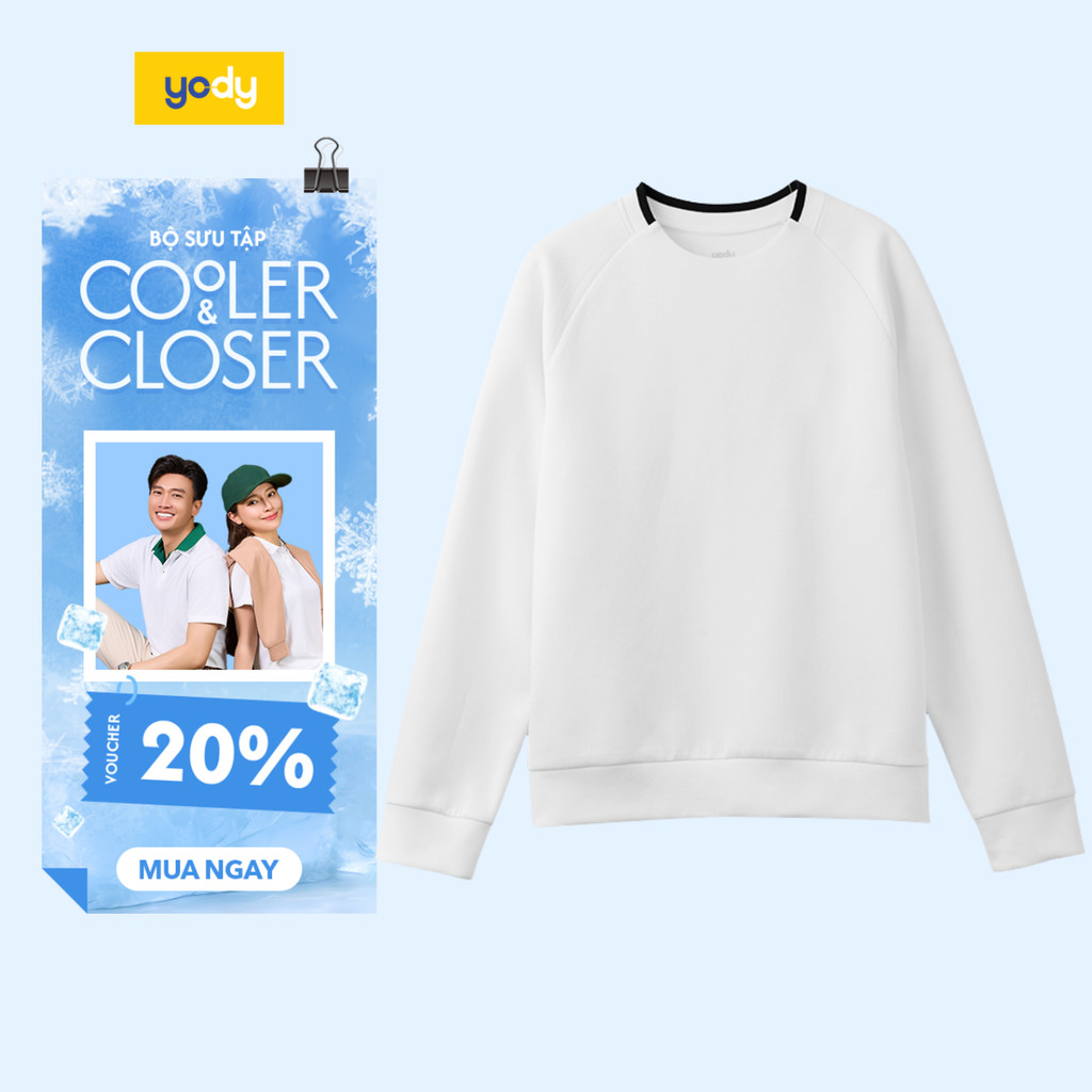 Áo nỉ nam tay raglan YODY bo phối co giãn và đàn hồi tốt thông thoáng MCSW25F068