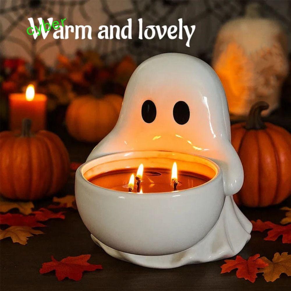 CYBERLINX Halloween Ghost Candlestick, Nhựa hoạt hình Halloween Ghost Candle Holder, Ma quái dễ thươ