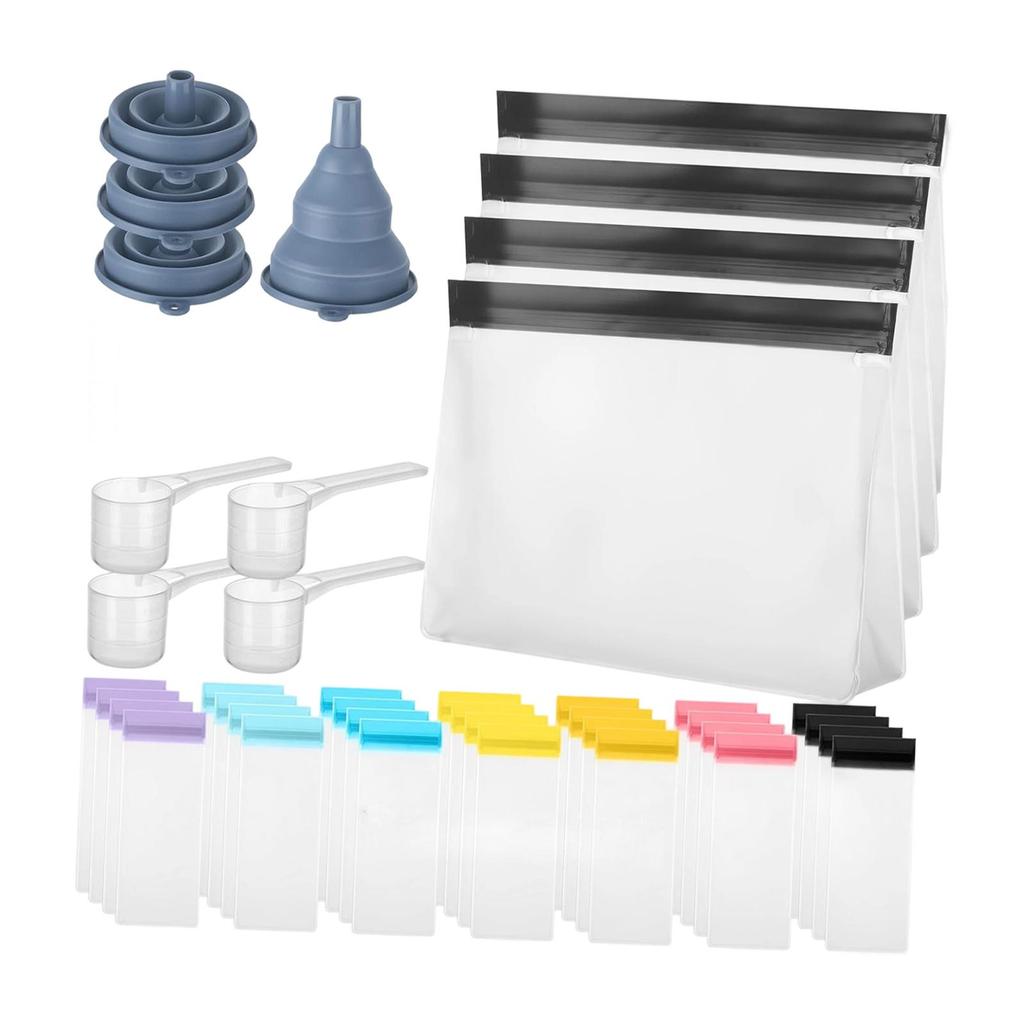 LOVIVER 42 Miếng Bột Protein Du Lịch Bộ Túi Zip Có Phễu Thìa Có Thể Tái Sử Dụng Túi Zip Di Động Tổ C