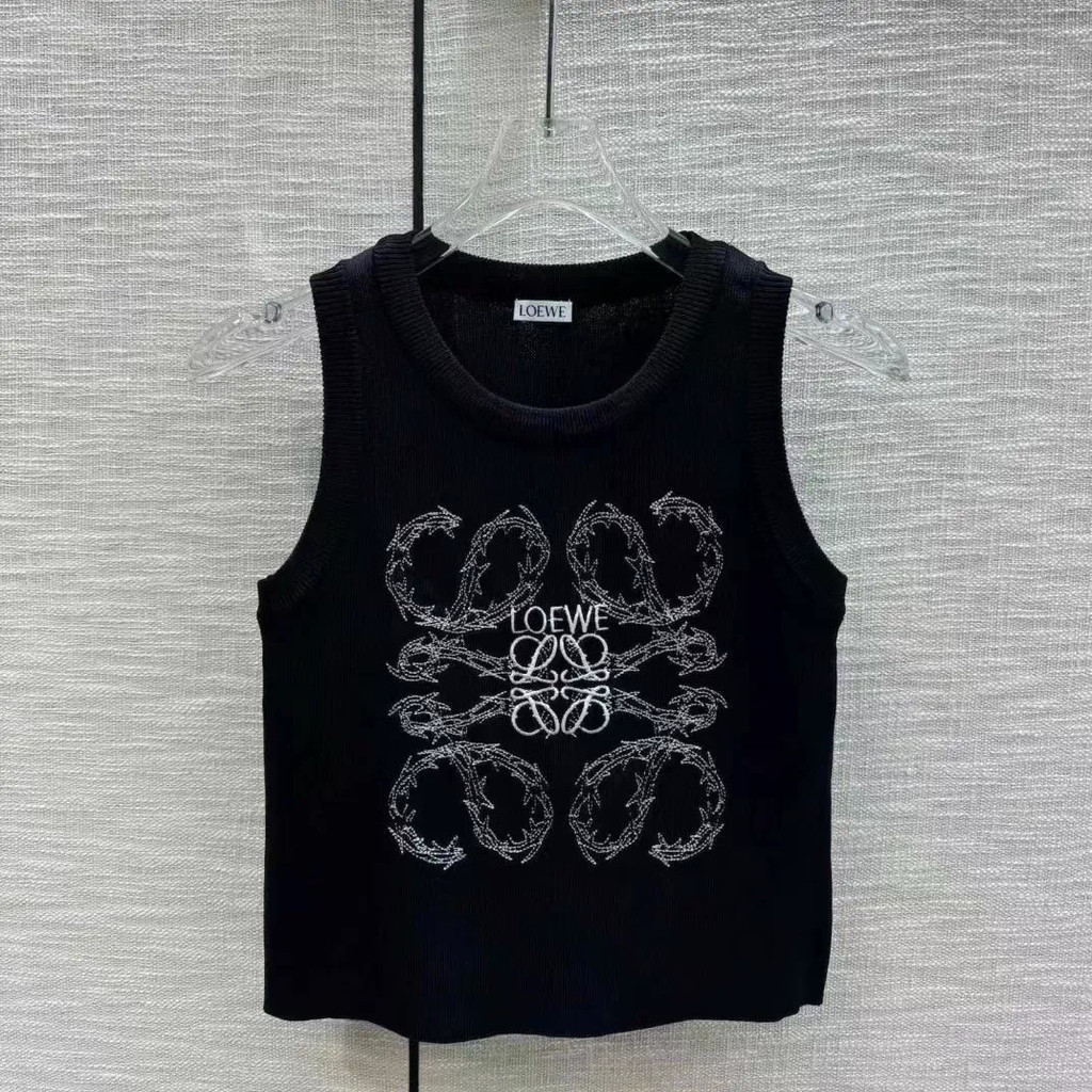 GNRZ LOEWE Áo Vest Ngắn Dệt Kim Mùa Hè 2025 - Dập Nổi và Thêu