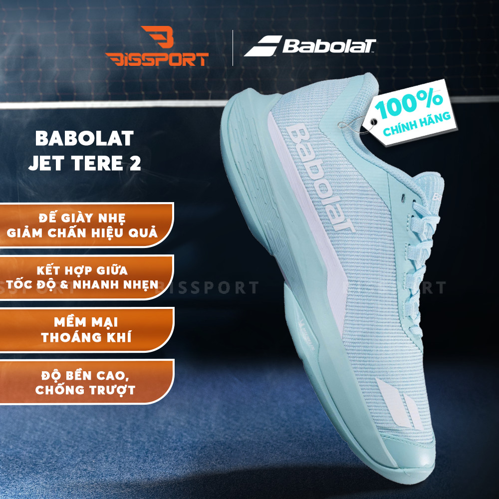 Giày Pickleball/Tennis BABOLAT JET TERE 2 ALL COURT WOMEN Xanh Hồng SKY Chính Hãng - Đế Siêu Bám - C