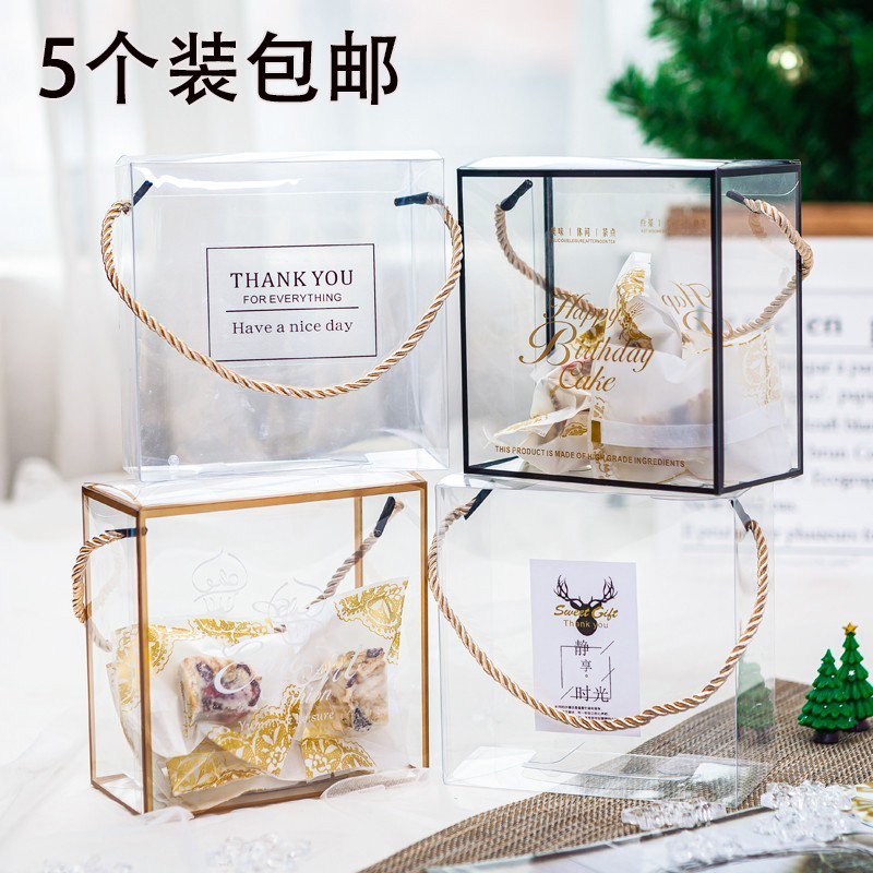Bông Tuyết Sắc Nét Hộp Bao Bì Trong Suốt Túi Tote Nougat Nướng Bánh Quy Nougat Bánh Quy Hộp Quà Cao 